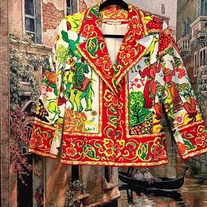 Vintage Gloria Sachs Vibrant Patterned Jacket
